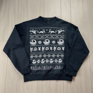Disney Nightmare Before Christmas Sweatshirt Adult Small‎ Black Jack Skeleton
